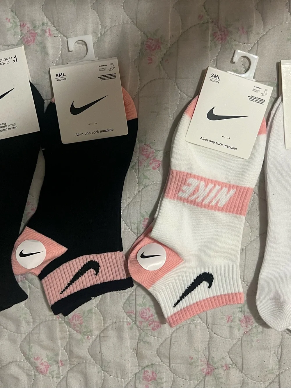 Nike Women's Ankle Socks Pack - Black, White & Pink